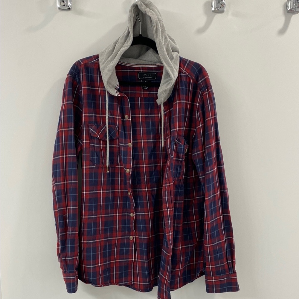 Flannel with Grey Hood - Medium